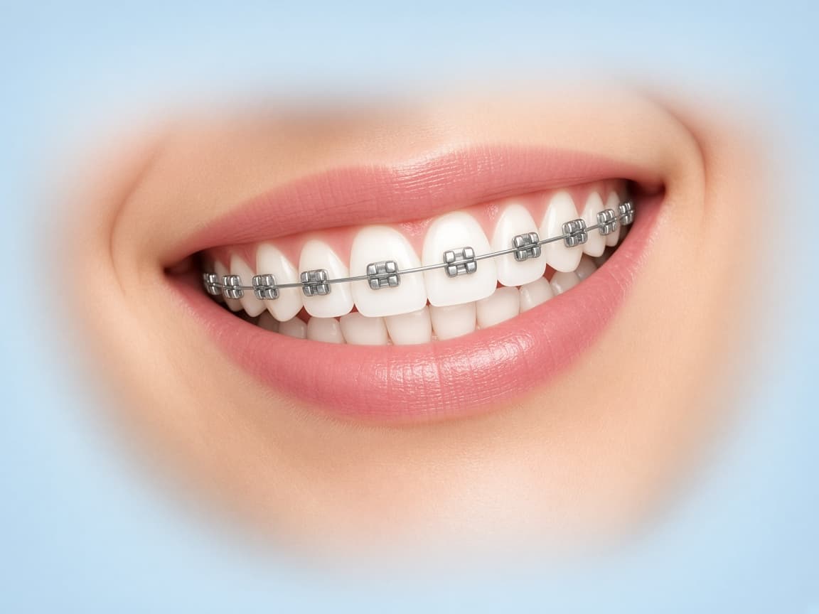 Ilustrasi senyuman dengan braces
